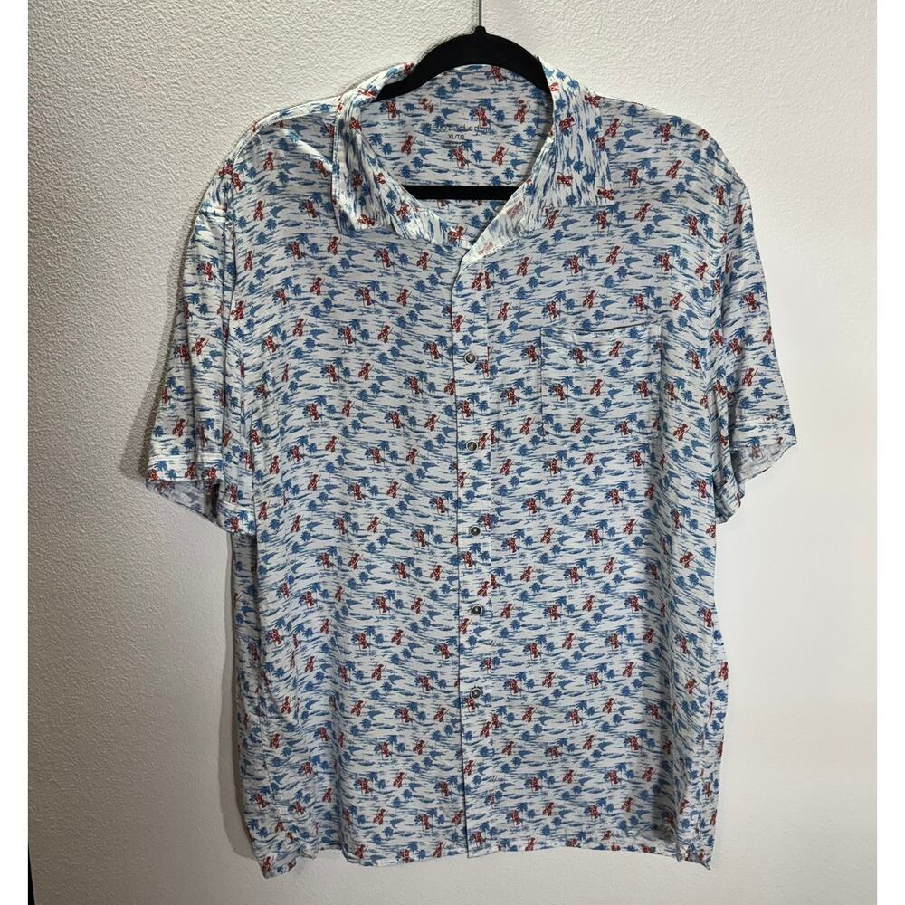 Age of Wisdom XL Lobster Print Button Shirt Coastal Beach Modal Summer